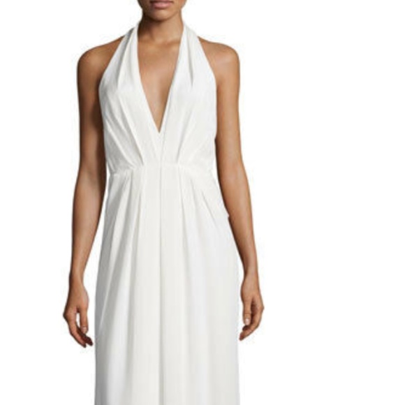 Jill Stuart Ivory Matte Charmeuse Deep V halter - Picture 3 of 3